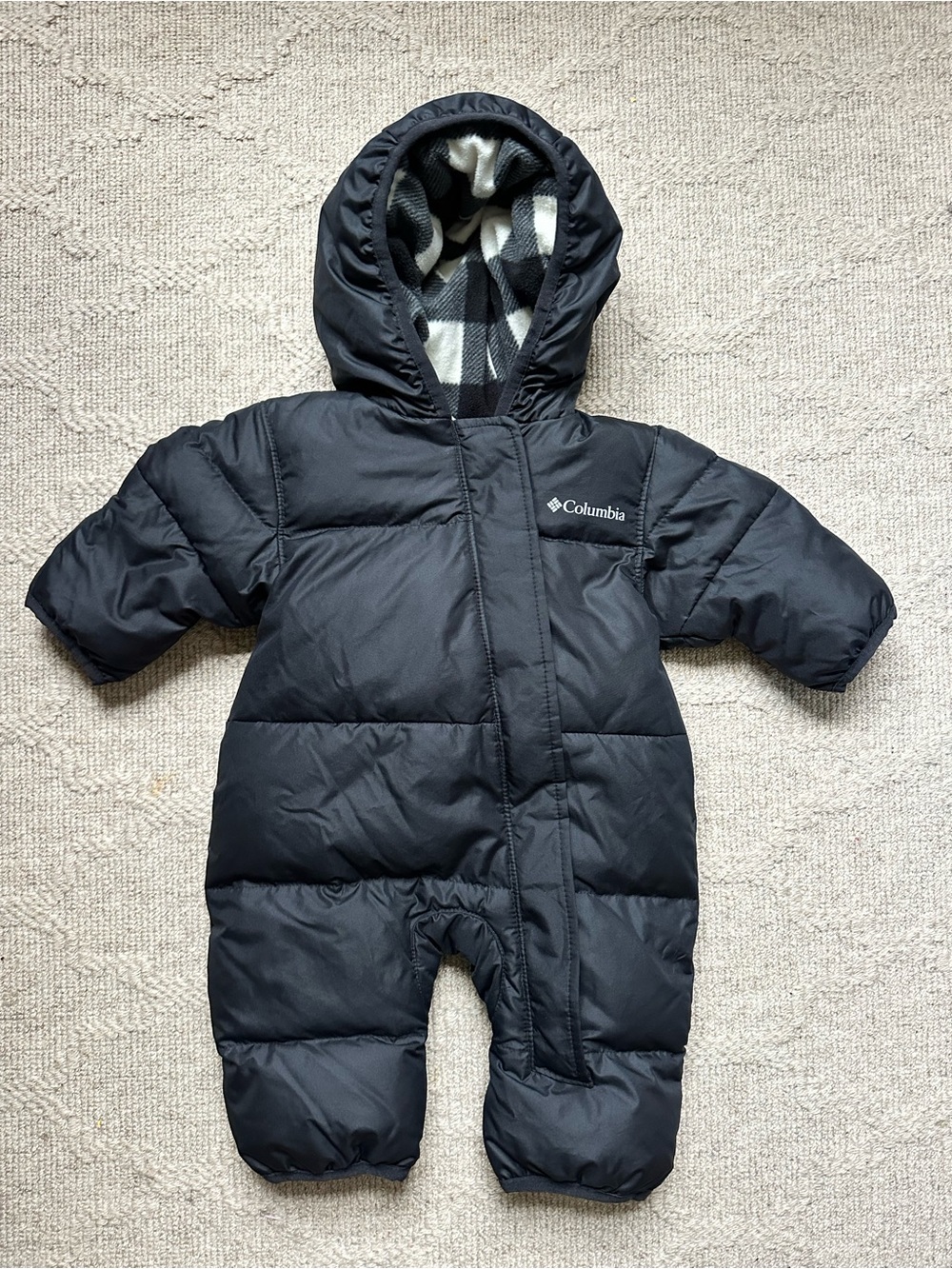 Columbia Black Infant Puffer Snowsuit with Hood 0-3 mo